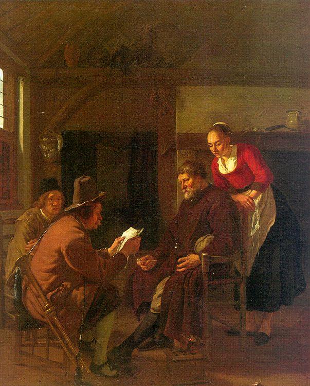Ludolf de Jongh Messenger Reading to a Group in a Tavern oil painting picture